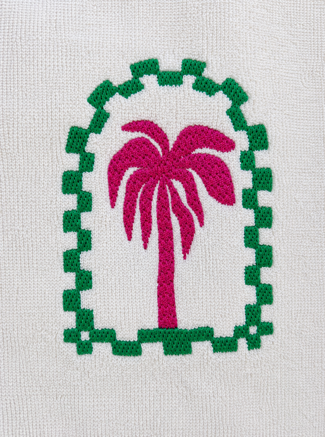 Pull blanc éponge - broderie palmier - Anouk & Ninon