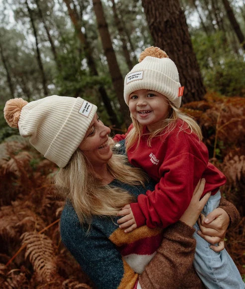 Bonnet Color Block – Maman & Enfant, Doublure Polaire & Pompon