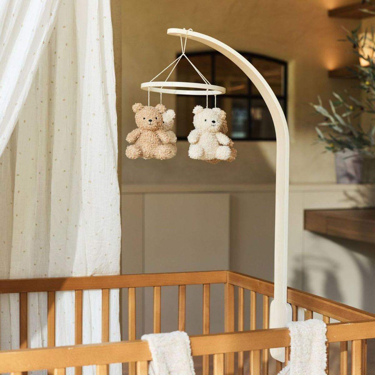 Support Mobile en Bois pour Parc Bébé