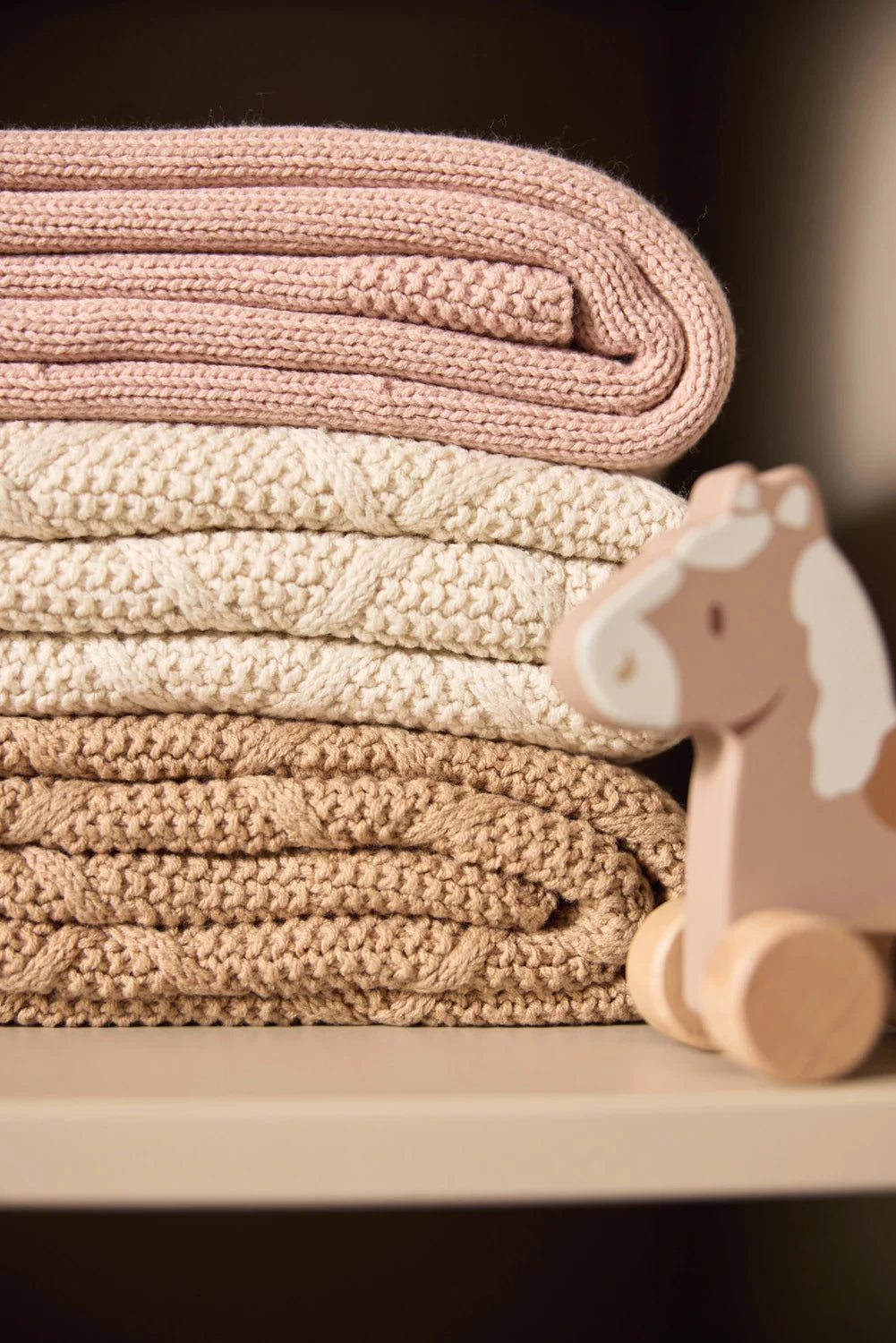 Couverture bébé tricotée Check Knit avec doublure teddy