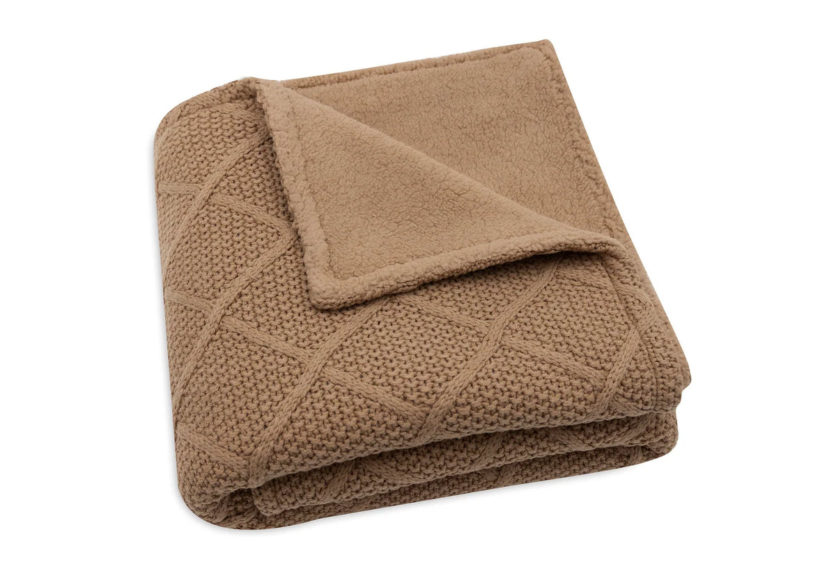 Couverture bébé tricotée Check Knit avec doublure teddy