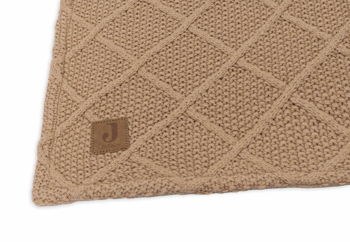 Couverture bébé tricotée Check Knit avec doublure teddy