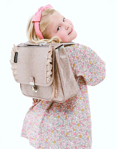 Petit cartable Froufrous Paillettes cuivre