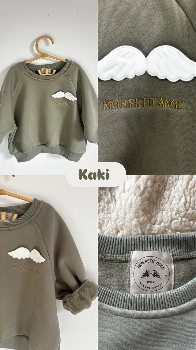 Sweat Raphaëlla – Kaki Broderie Sable | Coupe Oversize Mixte