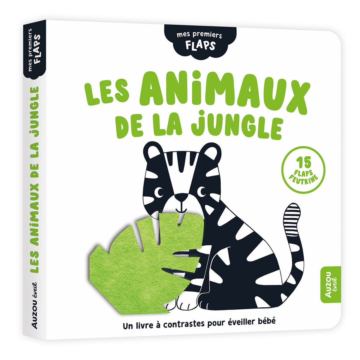 Mes premiers flaps | Livre éveil bébé noir et blanc avec flaps en feutrine