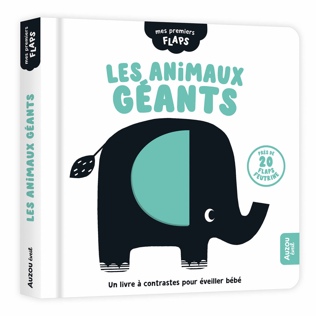 Mes premiers flaps | Livre éveil bébé noir et blanc avec flaps en feutrine
