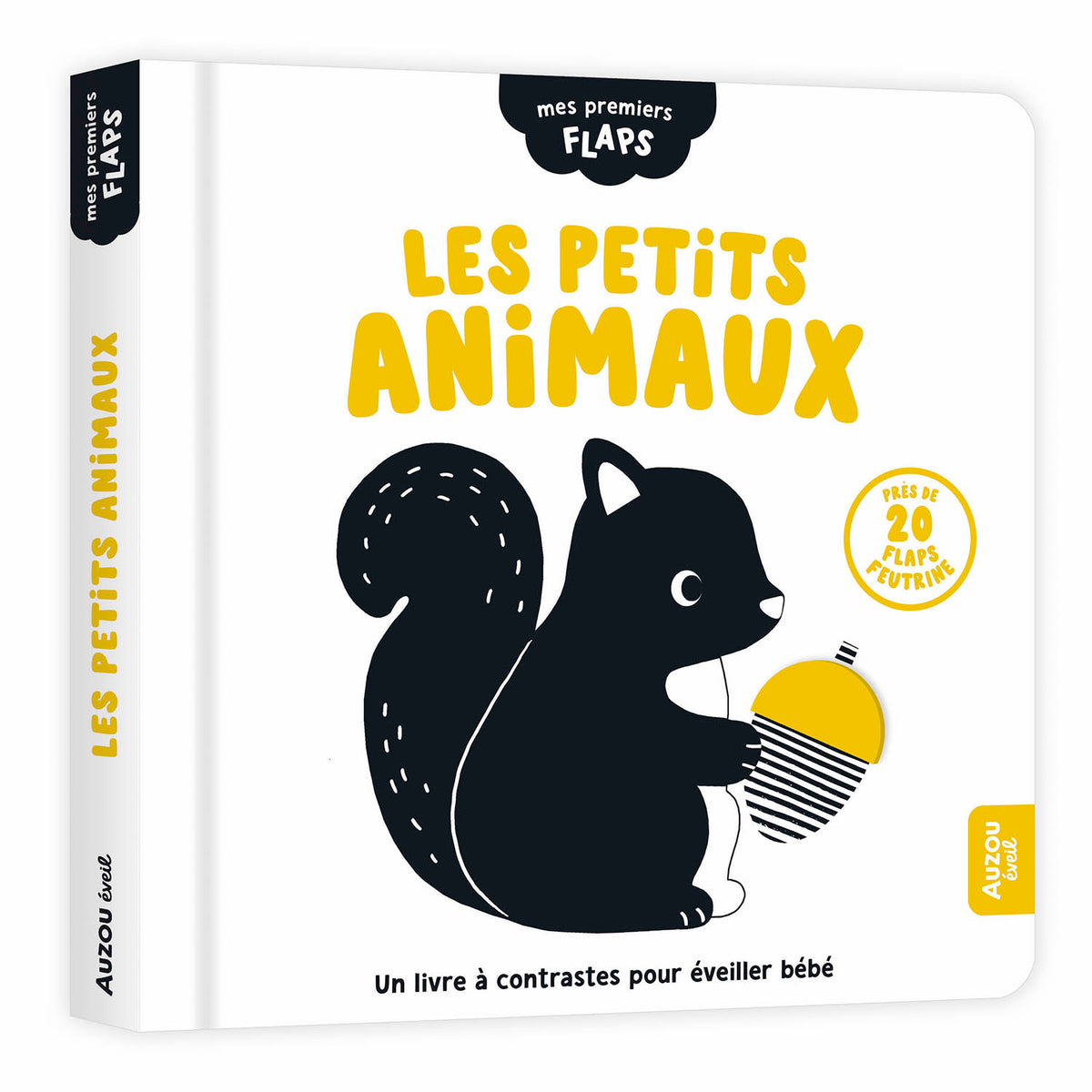 Mes premiers flaps | Livre éveil bébé noir et blanc avec flaps en feutrine