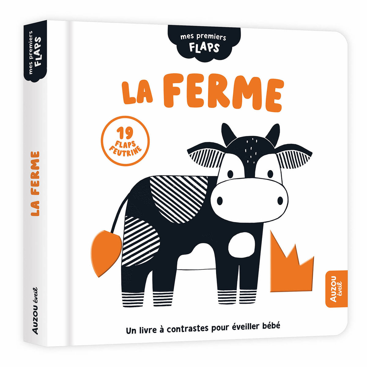 Mes premiers flaps | Livre éveil bébé noir et blanc avec flaps en feutrine