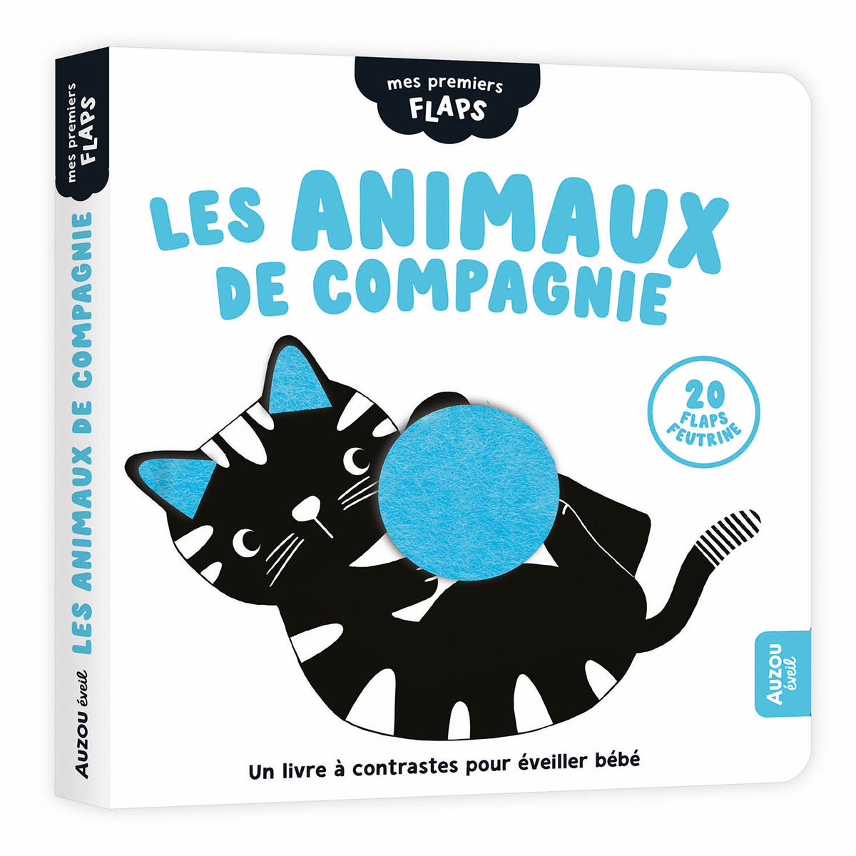 Mes premiers flaps | Livre éveil bébé noir et blanc avec flaps en feutrine