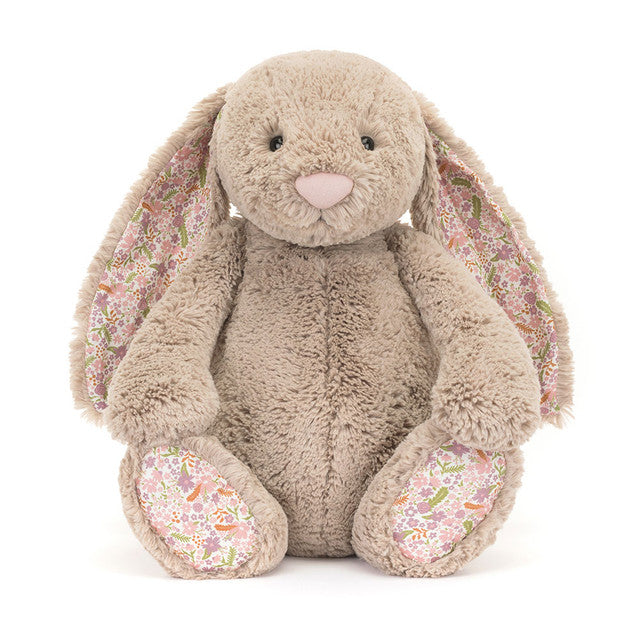 Jellycat Blossom Beige Bunny 'Petal' – Grande peluche lapin fleuri