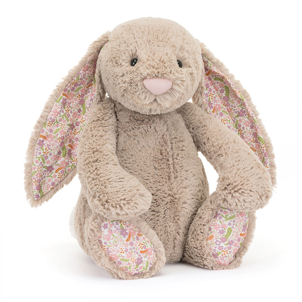 Jellycat Blossom Beige Bunny 'Petal' – Grande peluche lapin fleuri
