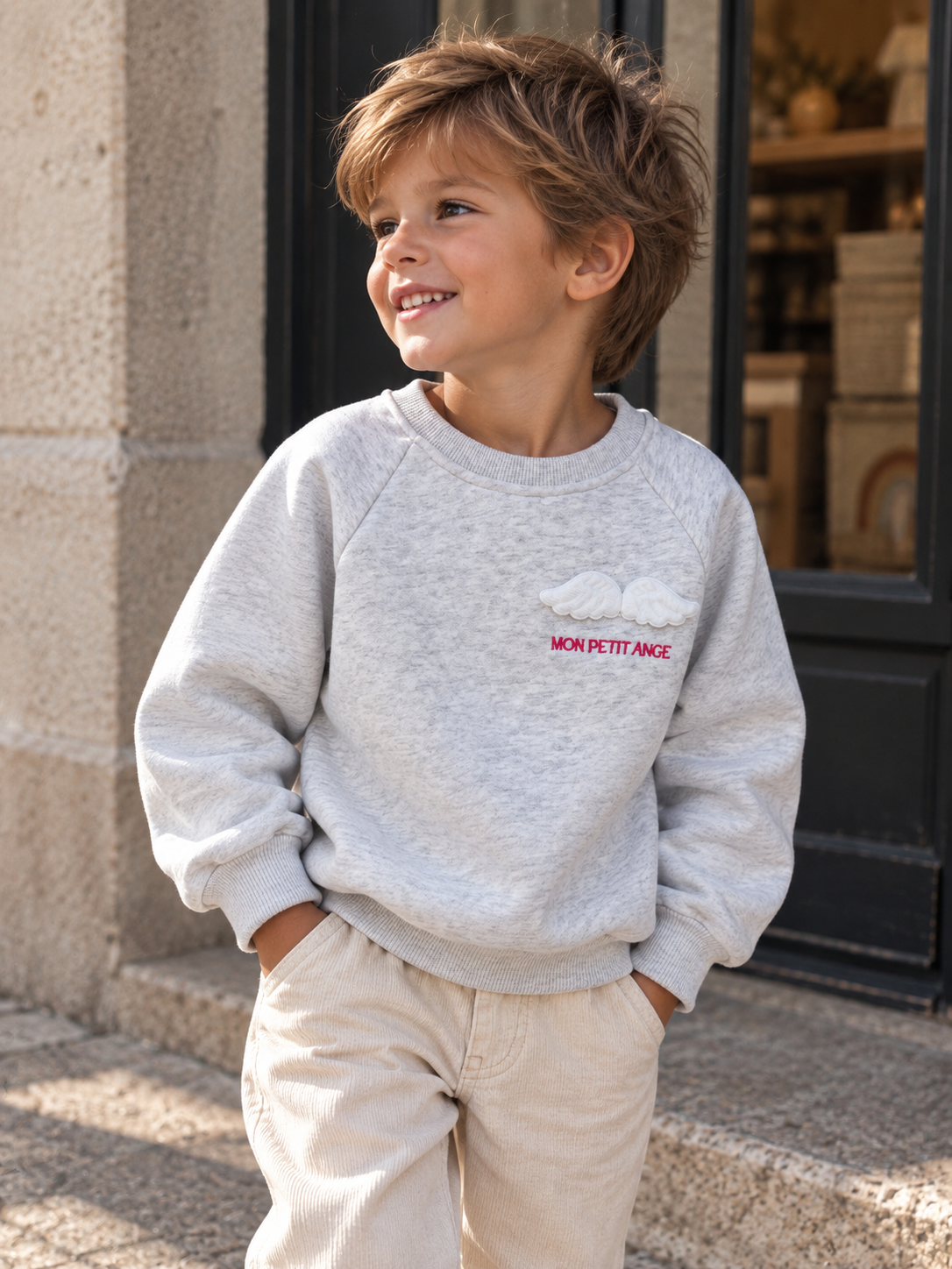 Sweat Raphaëlla – Kaki Broderie Sable | Coupe Oversize Mixte