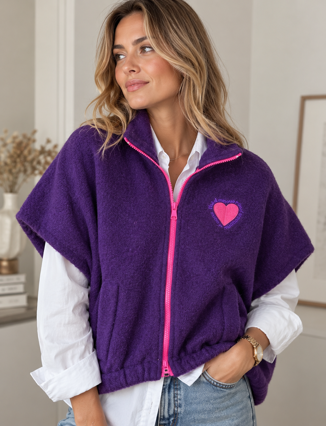 Veste Violeta en laine bouillie – Anouk & Ninon