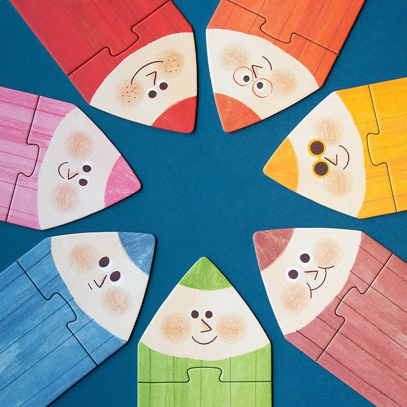 7 puzzles réversibles – Crayons de couleur