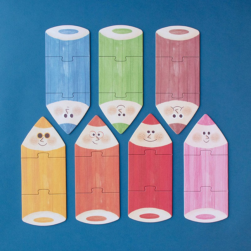 7 puzzles réversibles – Crayons de couleur