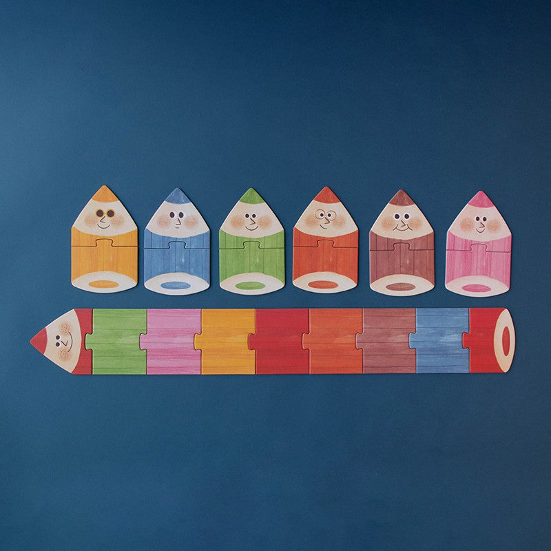 7 puzzles réversibles – Crayons de couleur