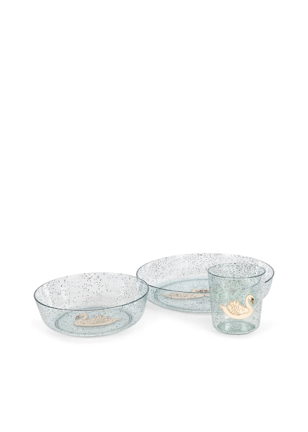 Sparkly Dinner Set – Swan Blue | Service de repas pailleté pour bébé