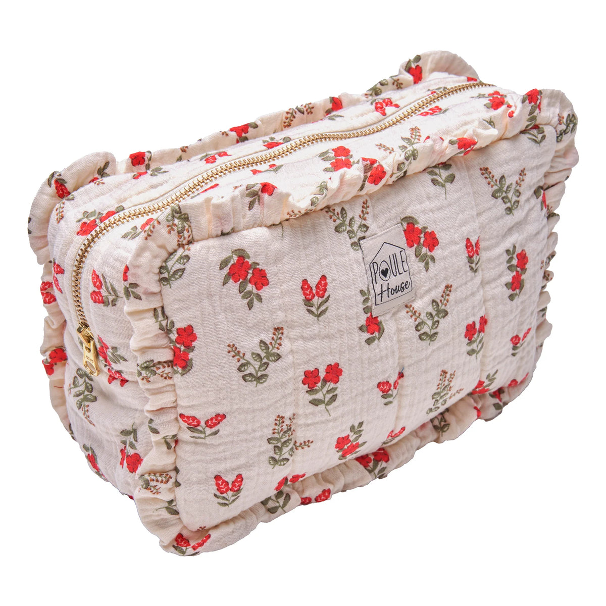 Trousse de toilette Marylou – Coton Vichy Rose & Doublure Imperméable