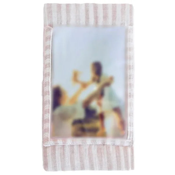 Protège-livret de famille rayé Soft Stripes – Double gaze ouatinée avec poche photo