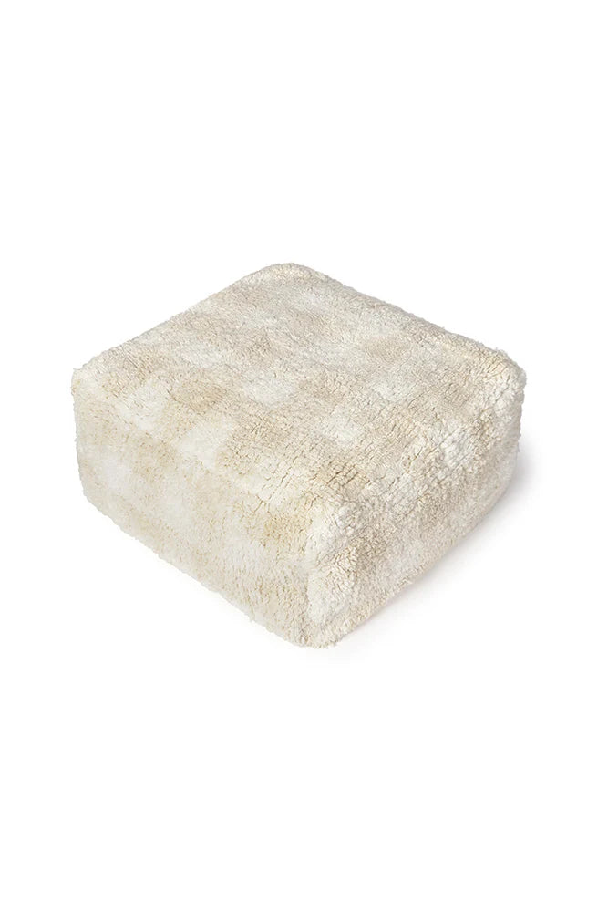 Pouf Vichy – Coton Naturel, Style Vintage