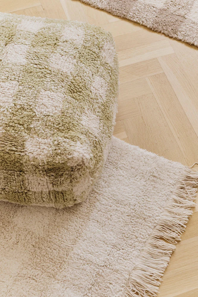 Pouf Vichy – Coton Naturel, Style Vintage