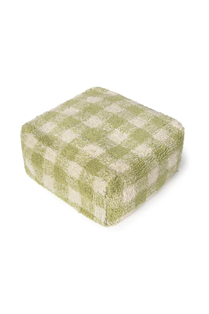Pouf Vichy – Coton Naturel, Style Vintage