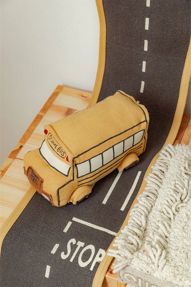 Ride & Roll School Bus – Jeu imaginatif bus en peluche avec chemin en toile