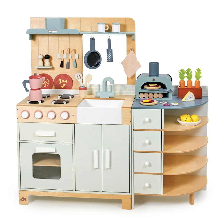 Grande cuisine en bois La Fiamma avec accessoires dès 3 ans - EXCLU WEB