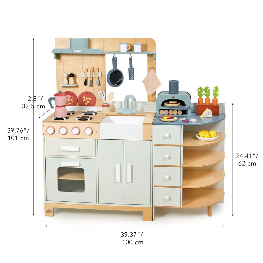 Grande cuisine en bois La Fiamma avec accessoires dès 3 ans - EXCLU WEB