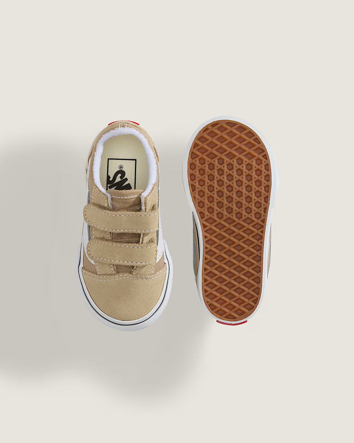 Vans Old Skool V Bébé – Chaussures Scratch Basse Beige