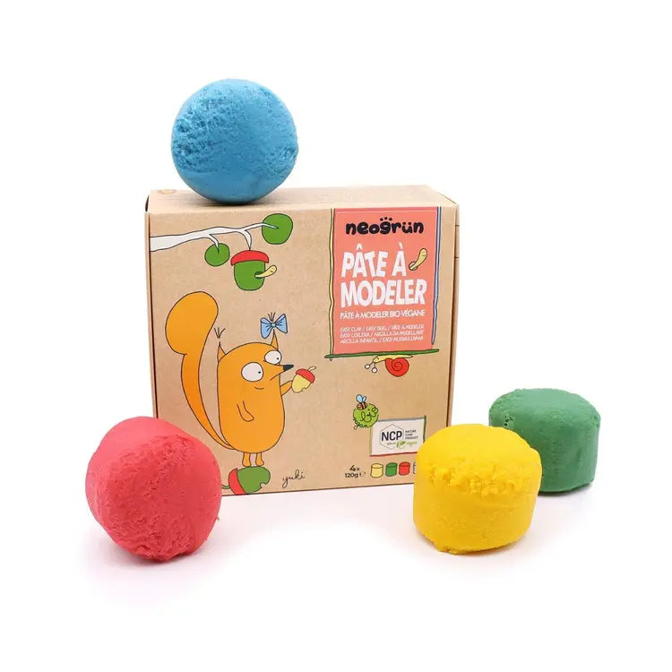 Pâte à modeler neogrün® – Boîte de 4 pots naturels pour enfants