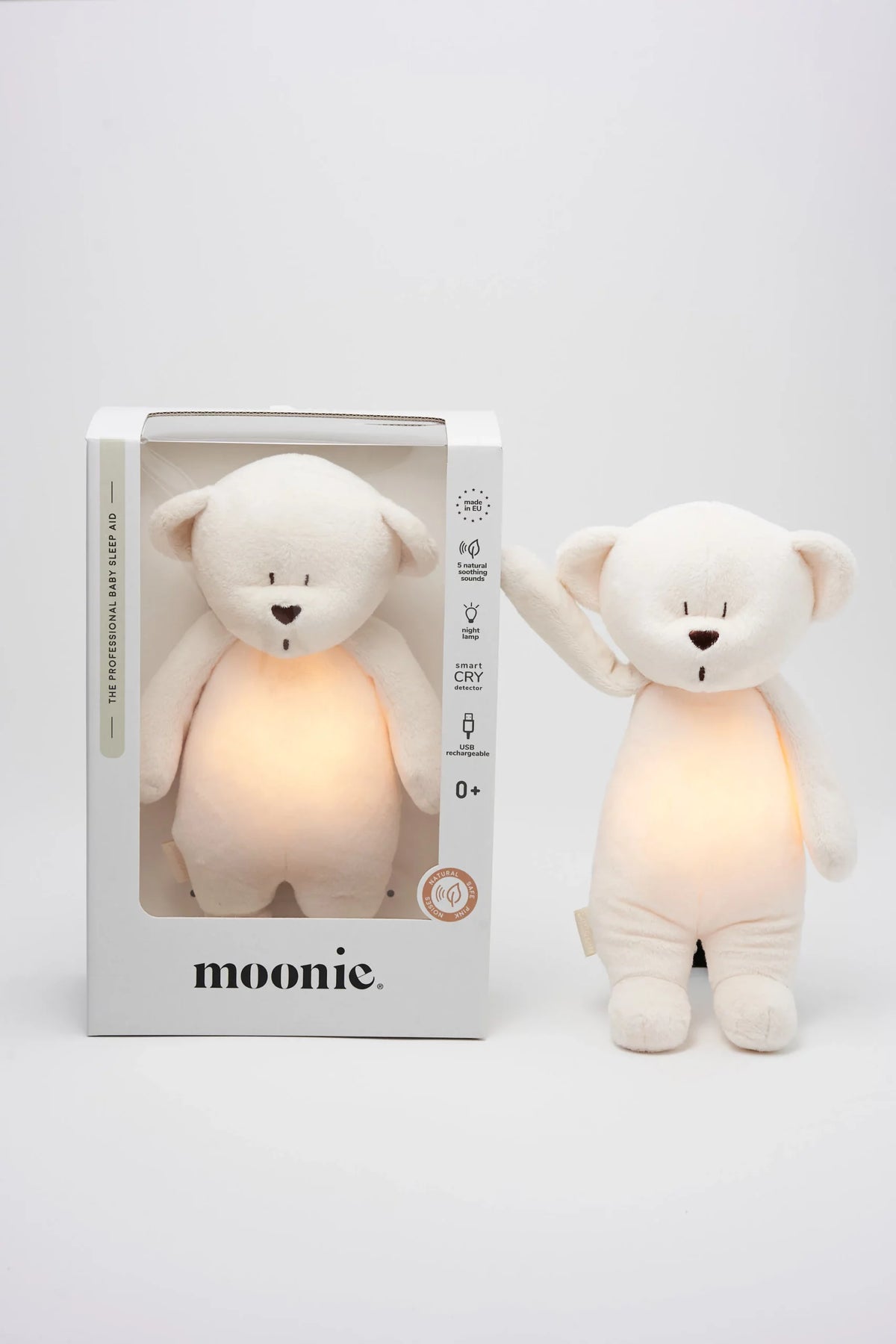 Peluche Veilleuse Moonie Bear Organic 2.0 – Aide à l'endormissement