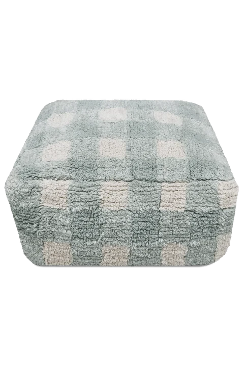 Pouf Vichy – Coton Naturel, Style Vintage