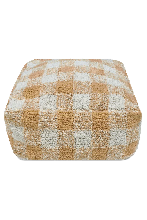 Pouf Vichy – Coton Naturel, Style Vintage