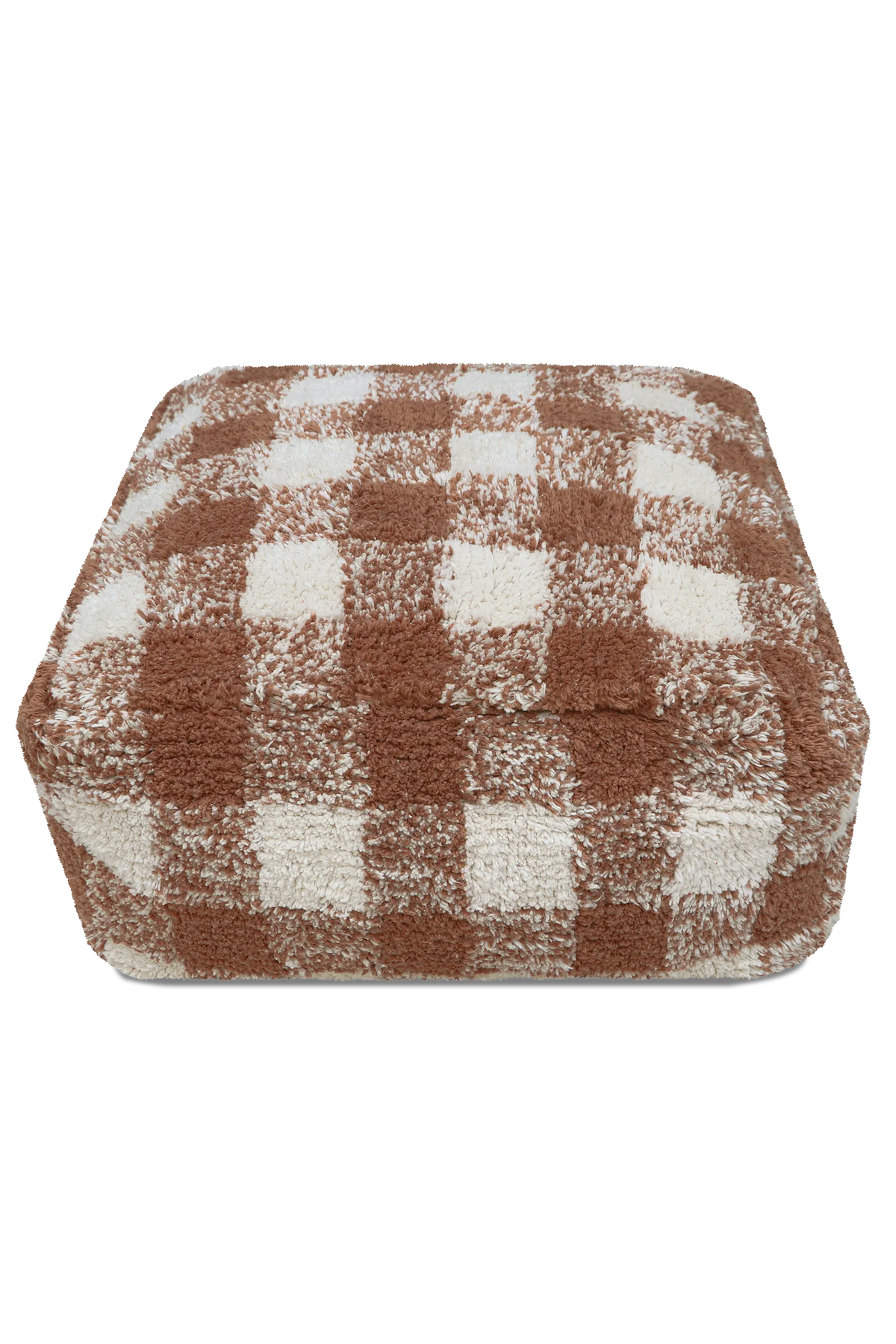 Pouf Vichy – Coton Naturel, Style Vintage
