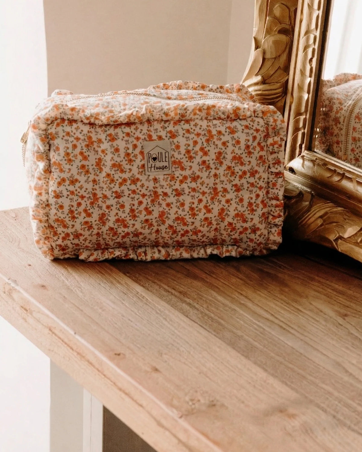 Trousse de toilette Marylou – Coton Vichy Rose & Doublure Imperméable