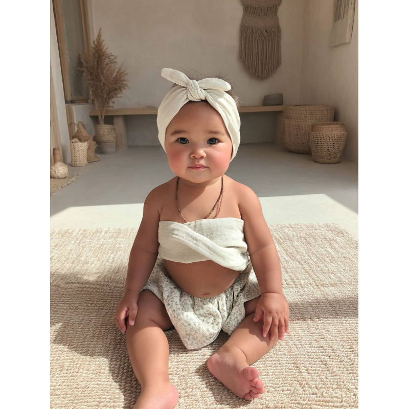 Babyturban en Coton Bio – Bandeau Bébé Ajustable (1-3 mois) | Babyshower