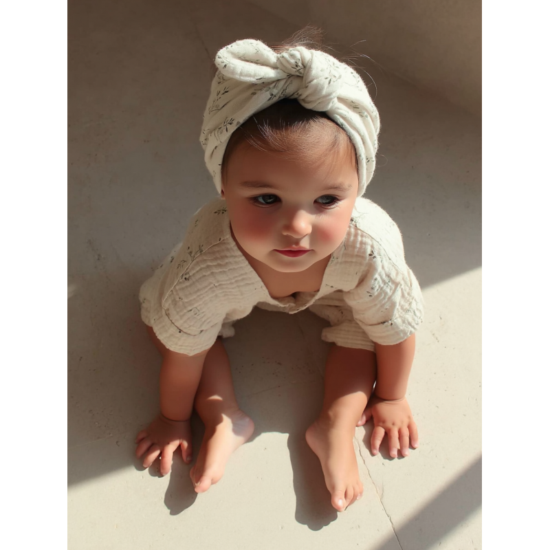 Babyturban en Coton Bio – Bandeau Bébé Ajustable (1-3 mois) | Babyshower