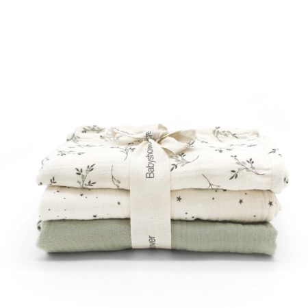 Lot de 3 langes Olive bloom Babyshower