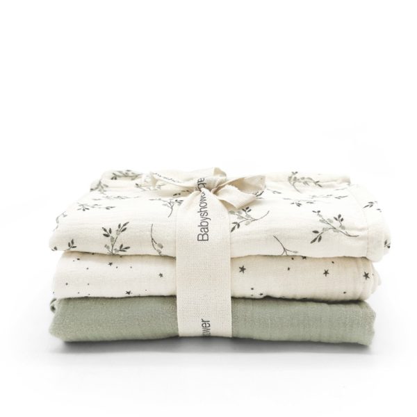 Lot de 3 langes Olive bloom Babyshower
